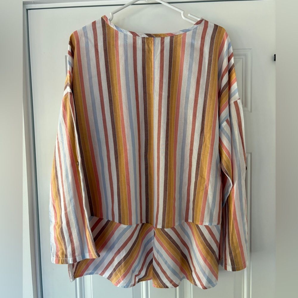 Soft Surroundings ‘Enyo’ Multi Striped Cotton/Tencel Long Sleeve Tunic large - Picture 5 of 13